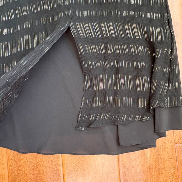 WHBM Black Metallic Silk Tank Blouse Size 2 High-Neck Black - Picture 10 of 13